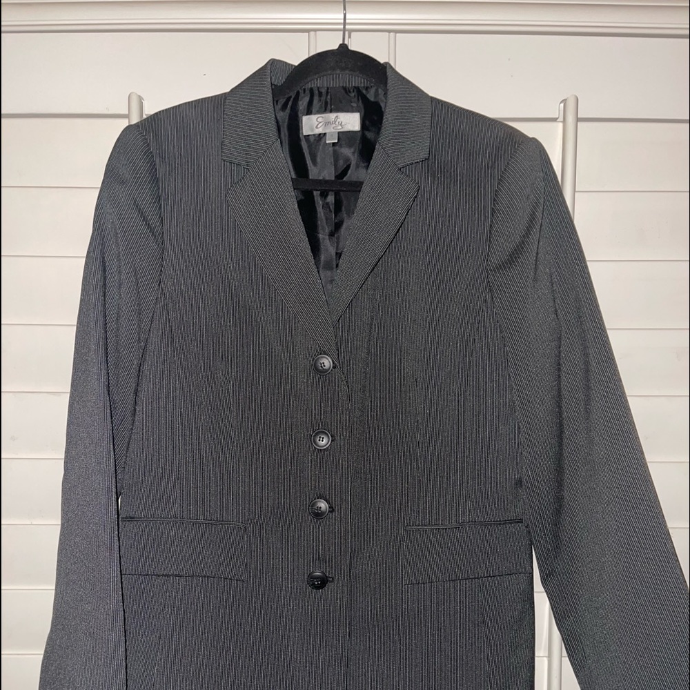 Dark Grey/Black/White Pin Strip Women’s Blazer size 16 never worn